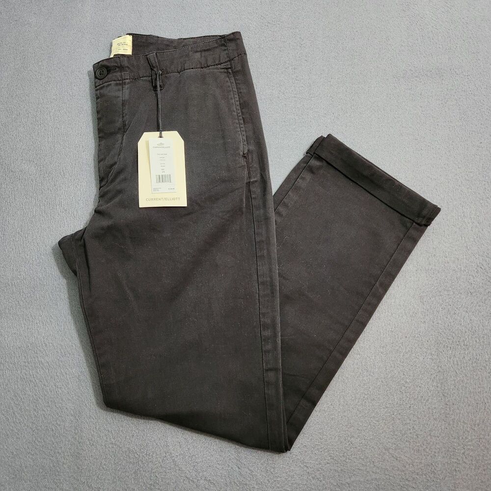 Current/Elliott Trousers Women 29 Black The Captain Straight Leg Button Fly NWT